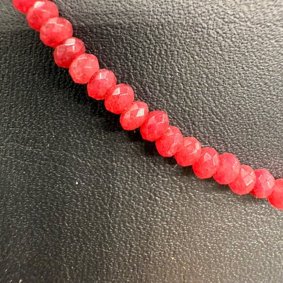 Garnet Beaded Pearl Necklace Molly Jane Designs 16.5 inch Handmade - Picture 4 of 7